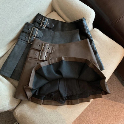 Leah Leather Buckle Skirt