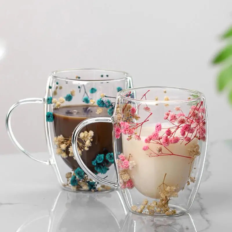 Lively Floral Glass Mug