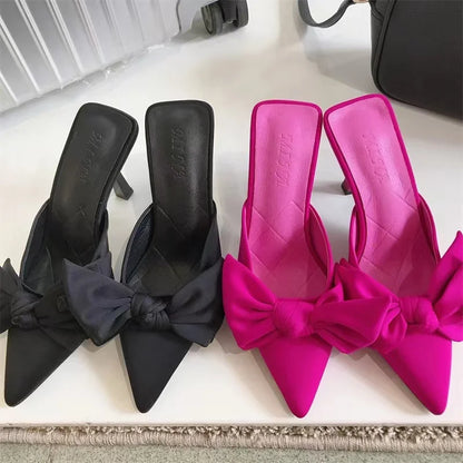 Elanor Pointed-Toe Bow Heels