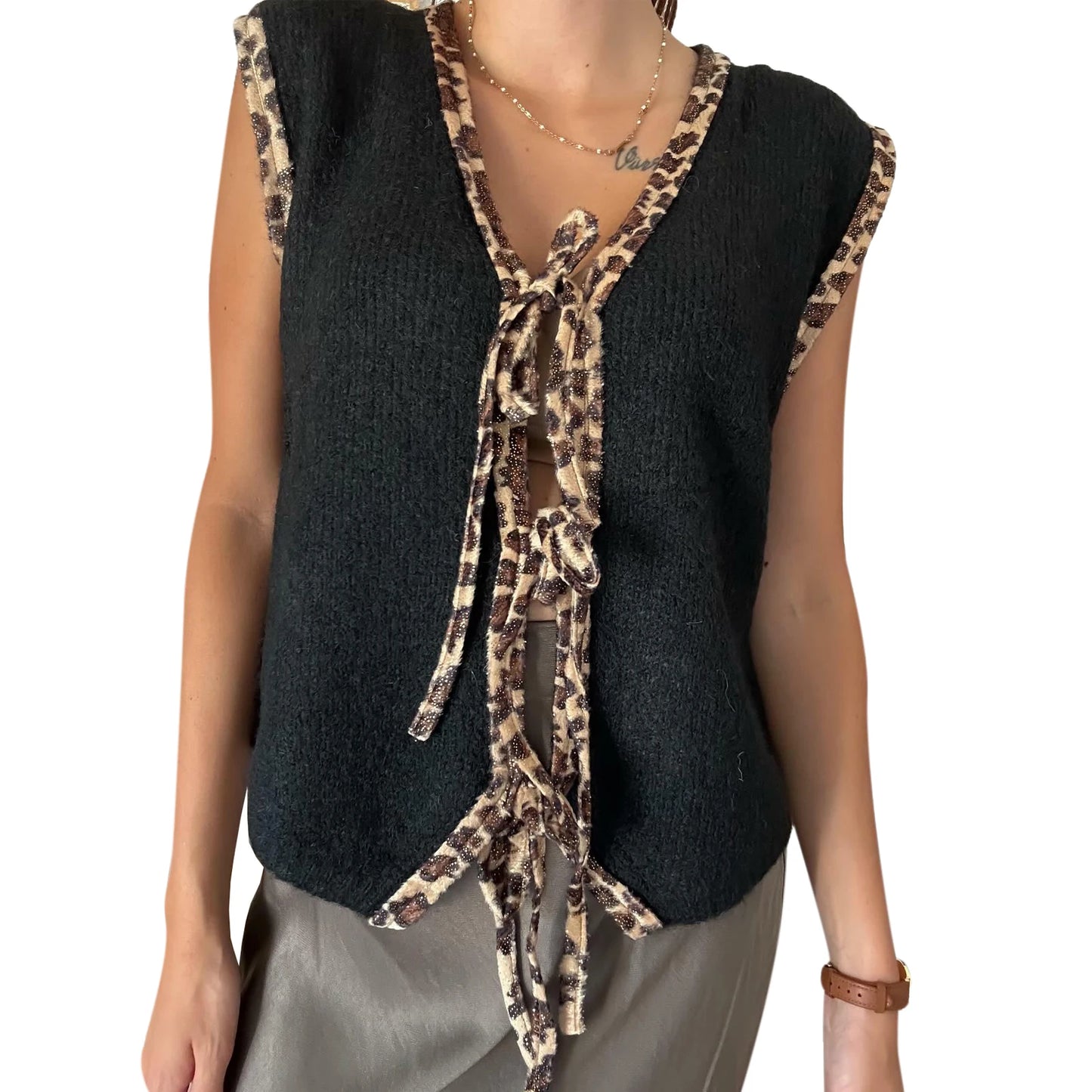 Kendra Tie Front Sweater Vest