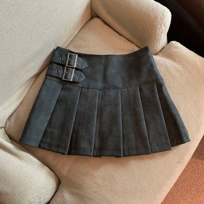 Leah Leather Buckle Skirt