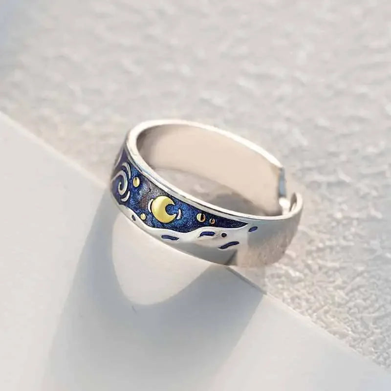 Romantic Van Gogh Starry Night Rings