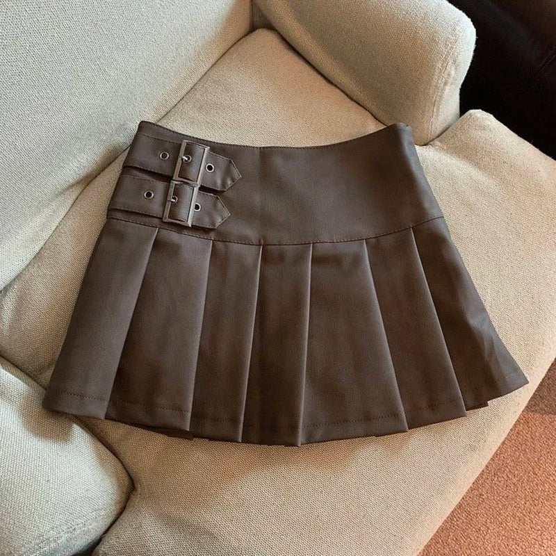 Leah Leather Buckle Skirt