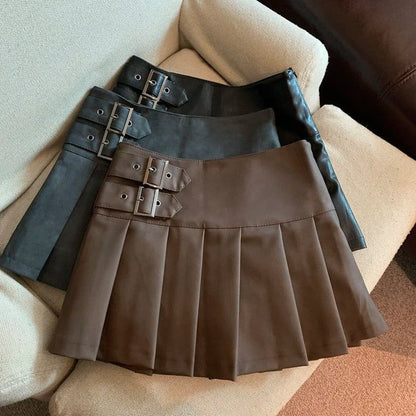 Leah Leather Buckle Skirt