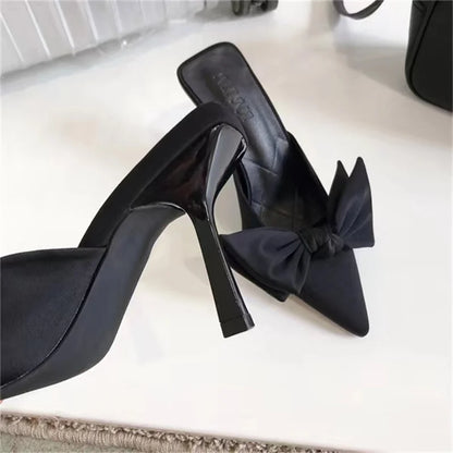 Elanor Pointed-Toe Bow Heels