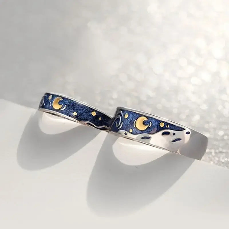 Romantic Van Gogh Starry Night Rings