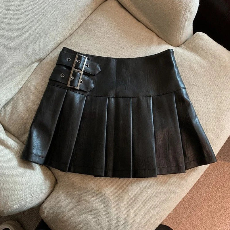 Leah Leather Buckle Skirt